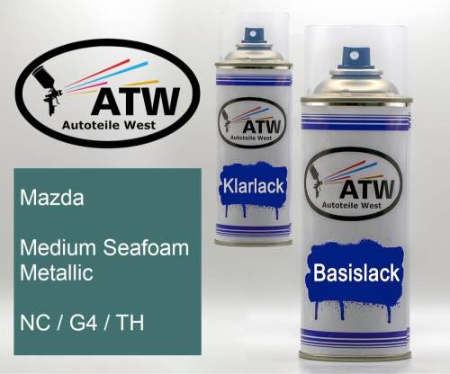 Mazda, Medium Seafoam Metallic, NC / G4 / TH: 400ml Sprühdose + 400ml Klarlack - Set, von ATW Autoteile West.